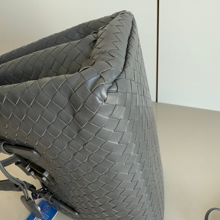 Bottega Veneta Roma Handbag Intrecciato Nappa Leather Grey Small 30cm