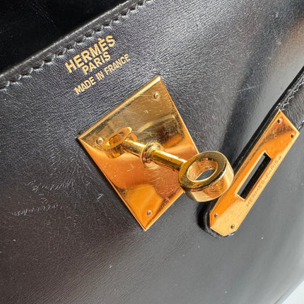 Hermes Kelly 32 Retourne Black Box Leather Gold HW 1987
