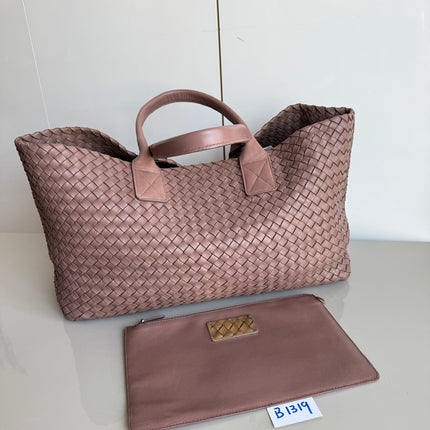 Bottega Veneta Cabat Large Intreccio Leather Tote Bag Pink 42cm-Luxbags