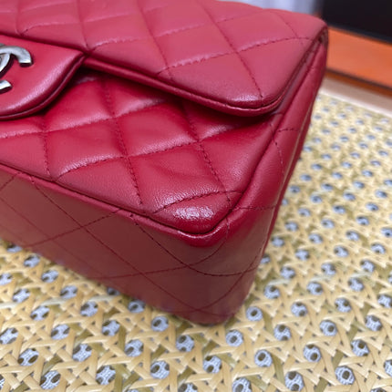 Chanel Classic Flap Mini 2014 Red Lambskin Leather Silver Hardwarei