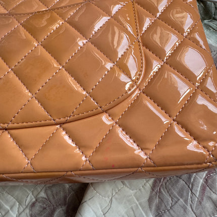 Chanel Classic Flap Medium Pink Orange Patent Leather Silver HW, 2012-2013