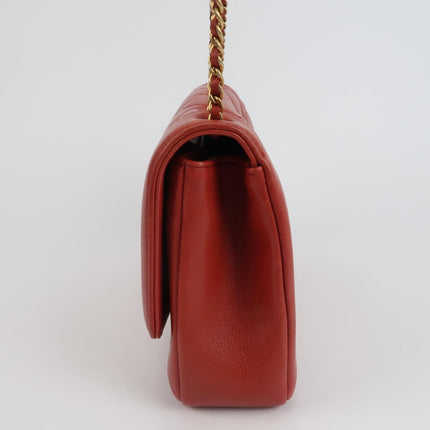 Chanel Diana CC Flap Bag Large Red Lambskin Leather 2014-2015