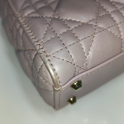 Lady Dior Mini Pearlescent Pink Lambskin Leather Gold HW Chain Strap