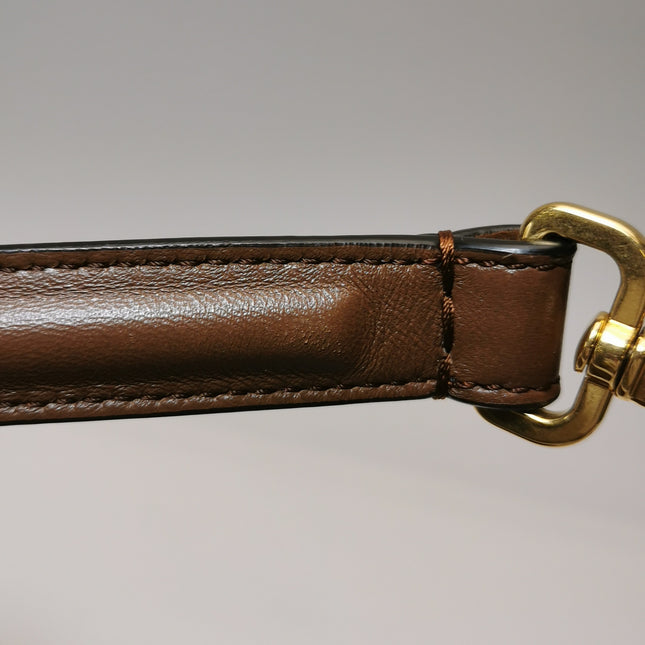 Fendi Baguette Selleria Suede Leather Crossbody Bag Medium Caramel Tan