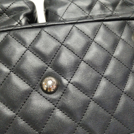 Chanel Cambon Large Black Calfskin Leather Double Strap Handbag