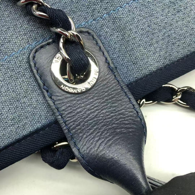 Chanel Deauville Tote Medium Navy Denim Top Handle 2012