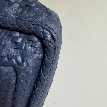 Loewe Puzzle Small Leather Woven Braided Navy Crossbody Bag