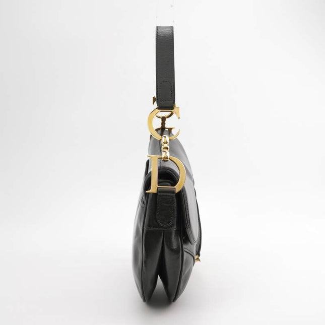 Sold Dior Saddle Vintage 2000 Goatskin Leather Black with Gold Hardware