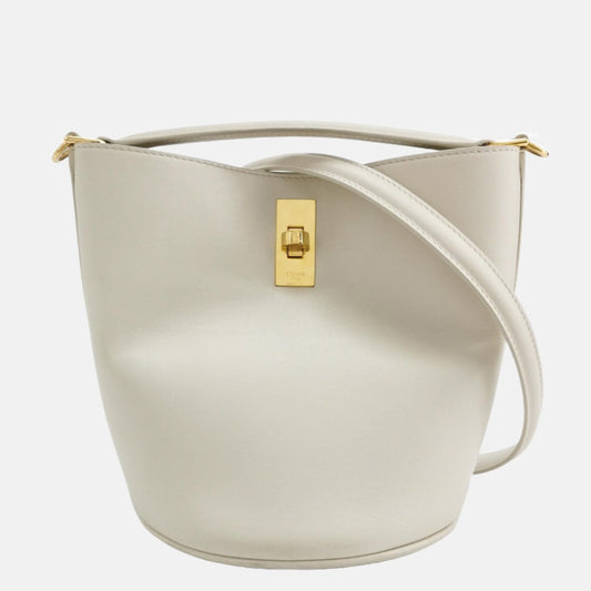 Celine 16 Bucket Bag White Calfskin Leather Crossbody Bag-Luxbags