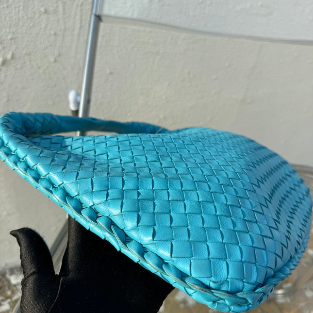 Bottega Veneta Veneta Hobo Medium Light Blue Intrecciato Leather Bag 40cm