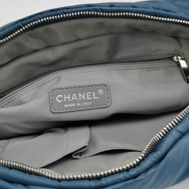 Chanel Paris-Byzance Tweed On Stitch Navy Nylon Bag