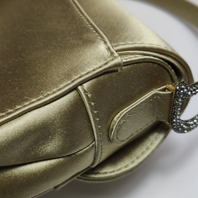 Dior Saddle Mini Silk Handbag Light Gold with crystals