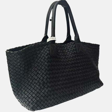 Bottega Veneta Cabat Large Intreccio Leather Tote Bag Black 40cm