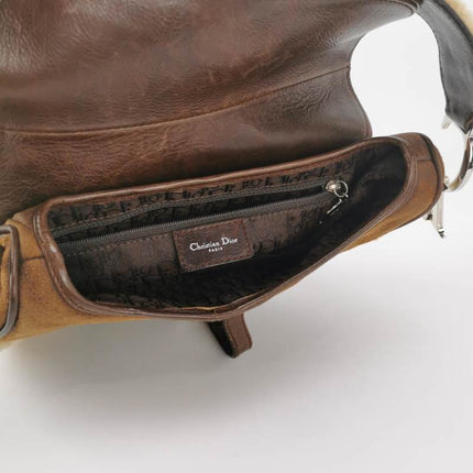 Sold Dior Saddle Vintage Shoulder Bag Shearling Brown and While