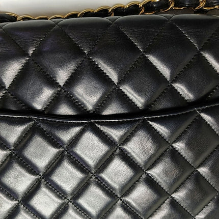 Chanel Classic Flap Maxi Black Lambskin Leather Single Flap with Gold Hardware 2009-2010