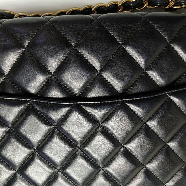 Chanel Classic Flap Maxi Black Lambskin Leather Single Flap with Gold Hardware 2009-2010