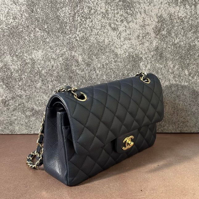 Chanel Classic Flap Small Navy Caviar Leather Gold Hardware, 2021