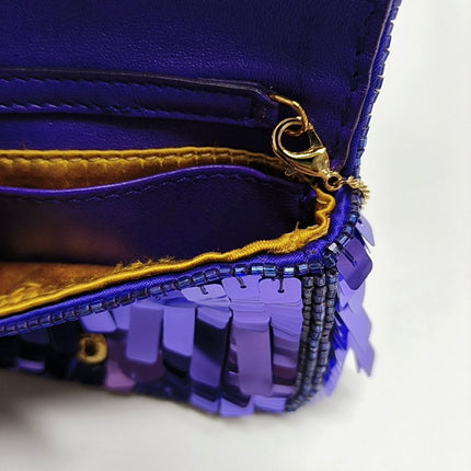 Fendi Nano Baguette Charm Purple Sequins with Chain