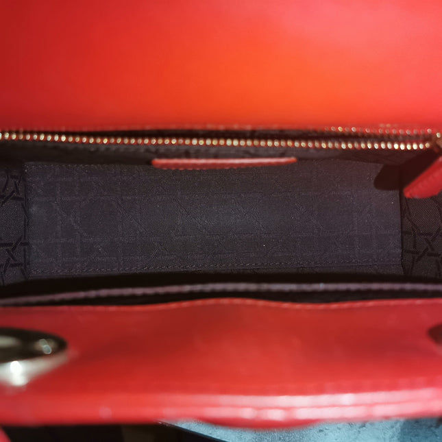 Sold Lady Dior Small My Abcdior Red Lambskin Cannage Leather