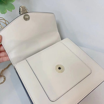 Bvlgari Serpenti Forever Small Leather Top Handle Crossbody Bag White
