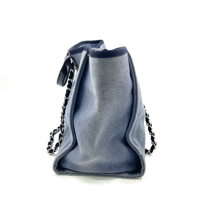 Chanel Deauville Tote Medium Navy Denim Top Handle
