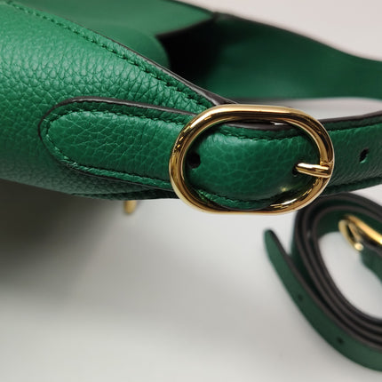 Gucci Jackie 1961 Green Grained Leather Bag Small with Adjustable Strap