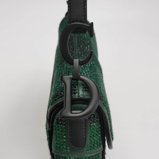 Sold Dior Saddle Mini 2019 Black and Green Beaded Shoulder Bag