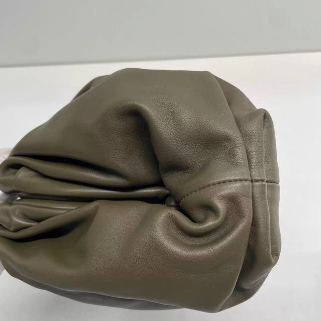 Bottega Veneta Pouch Calfskin Leather Dark Green Large