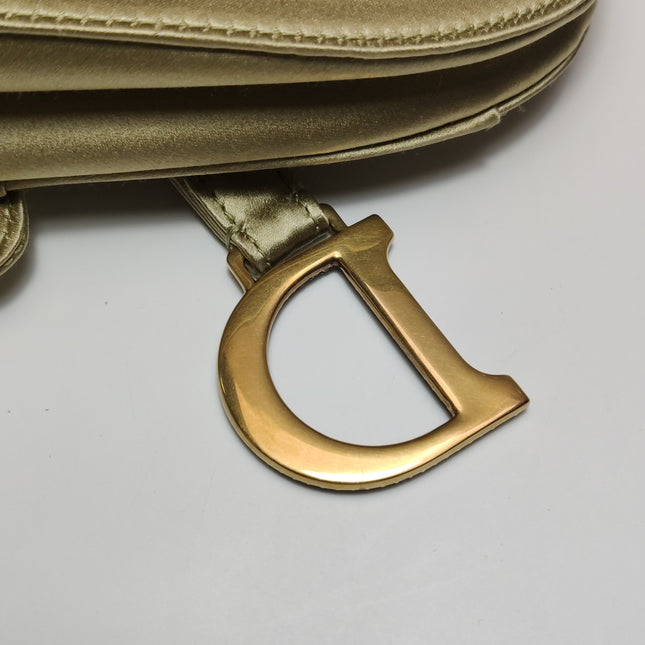 Dior Saddle Mini Silk Handbag Light Gold with crystals