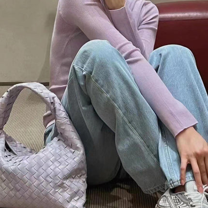 Bottega Veneta Hop Hobo Small Leather Oyster Purple