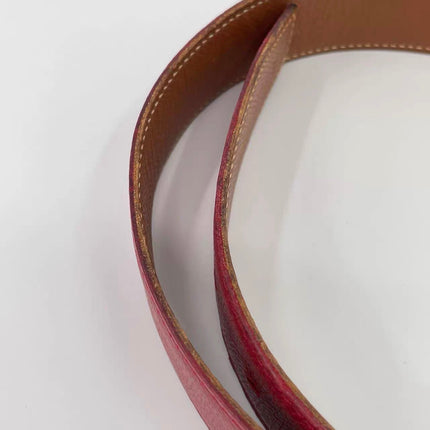 Hermès Constance H Belt Red and Gold Clemence Leather Size 70
