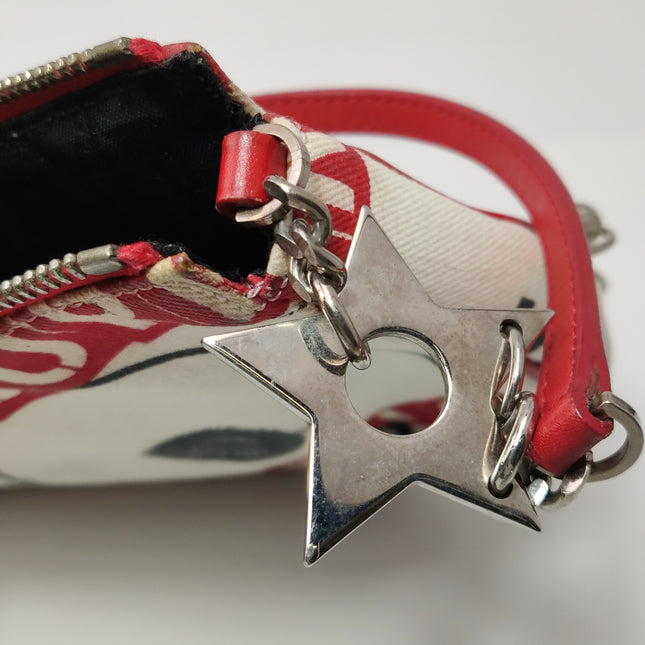 Dior Saddle Mini Classic Hardcore by John Galliano White Canvas Silver Hardware