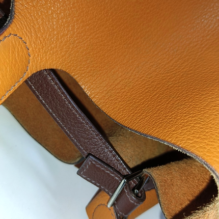 Hermes Picotin 18 Orange  Brown Strap Clemence Taurillon Leather 2003