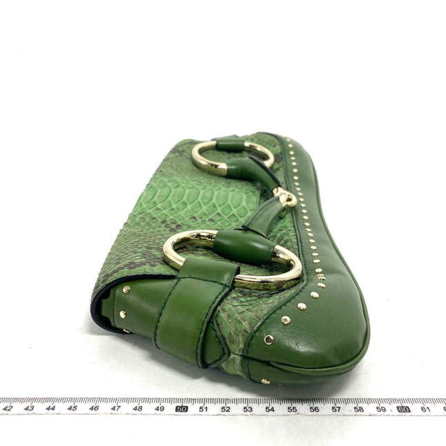 Sold Gucci Horsebit 1955 Green Crocodile Skin Shoulder Bag Large