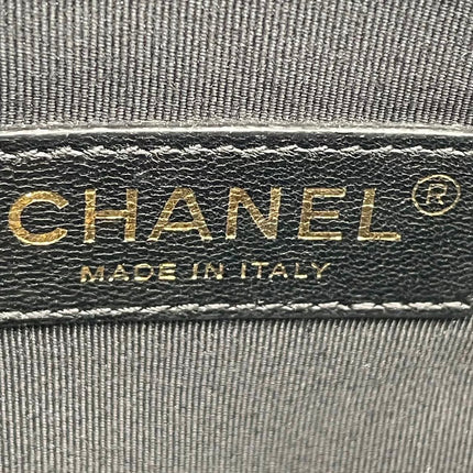 Chanel Graphic Medium Flap Bag Black Lambskin Leather White Edge