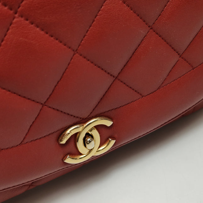 Chanel Diana CC Flap Bag Large Red Lambskin Leather 2014-2015