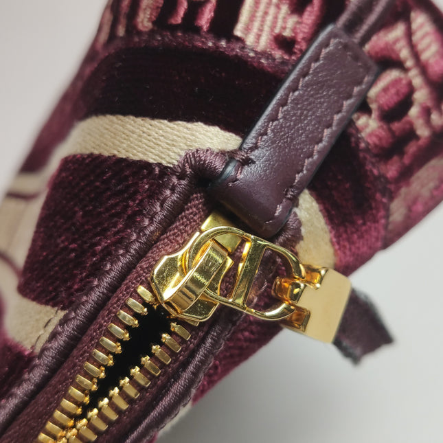Christian Dior Velvet Oblique Cosmetic Pouch Burgundy
