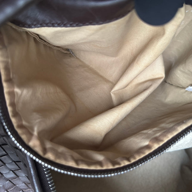 Sold Bottega Veneta Belly Hobo Intrecciato Lambskin Leather Dark Chocolate Brown Large 50cm