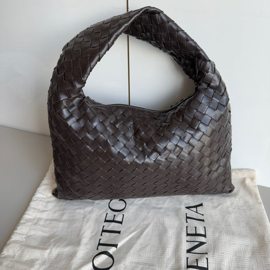 Bottega Veneta Hop Hobo Small Leather Chocolate Brown-Luxbags