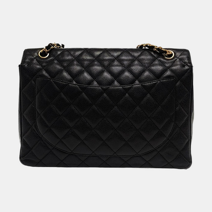 Chanel Classic Flap Maxi 2011 Black Caviar Leather Double Flap with Gold Hardware