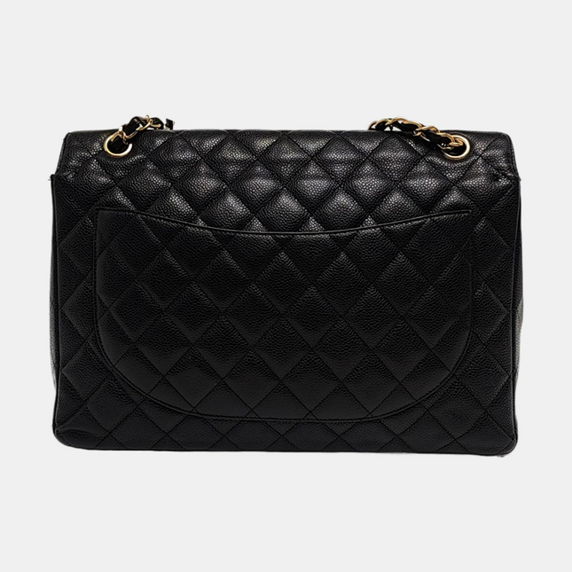 Chanel Classic Flap Maxi 2011 Black Caviar Leather Double Flap with Gold Hardware