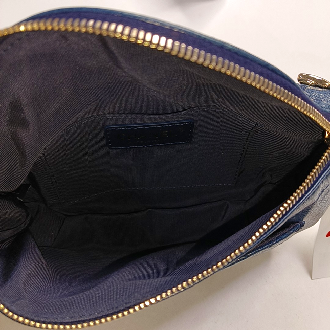 Chanel Belt Bag Navy Shiny Calfskin Skin Leather Gold-tone Hardware