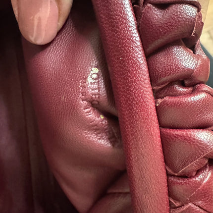 Bottega Veneta Pouch Mini Intrecciato Burgundy Lambskin Leather Crossbody Bag