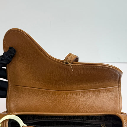 Dior Vintage Double Saddle Brown Leather Gold-tone Hardware
