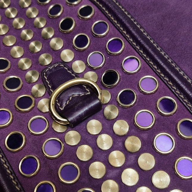 Gucci Jackie Vintage Large Purple Suede Leather Ringlets Decoration