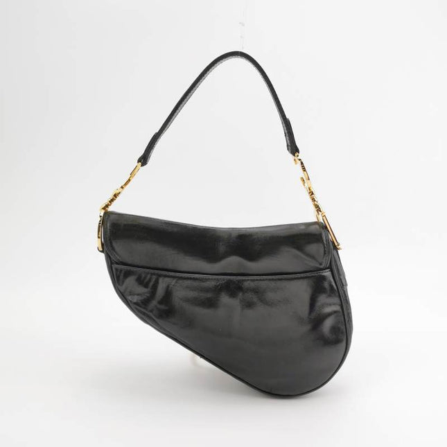 Sold Dior Saddle Vintage 2000 Goatskin Leather Black with Gold Hardware