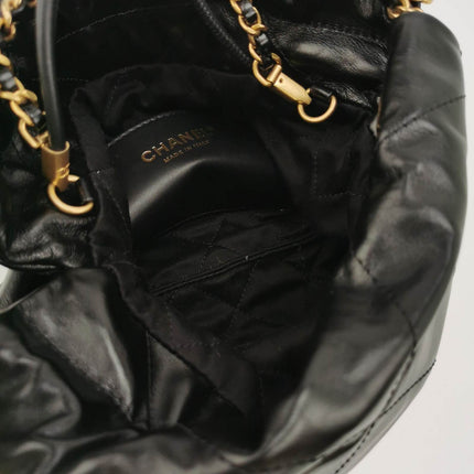 Sold Chanel 22 Hobo Bag Mini Shiny Calfskin Leather Black with Gold-tone Hardware