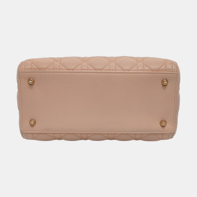 Lady Dior Medium Light Pink Lambskin Leather Gold Hardware