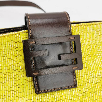 Fendi Lemon Yellow Beaded Top Opening Crossbody Bag