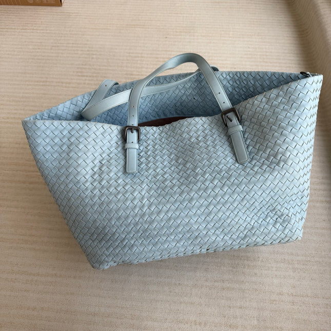 Bottega Veneta Cesta Shopper Tote Intrecciato Blue Leather Medium 40cm